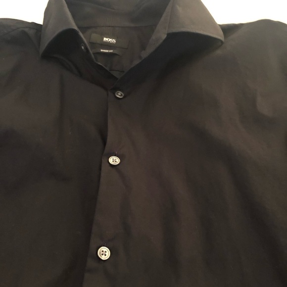 Hugo Boss long sleeve button down shirt black size 17 34/35 - Picture 3 of 3